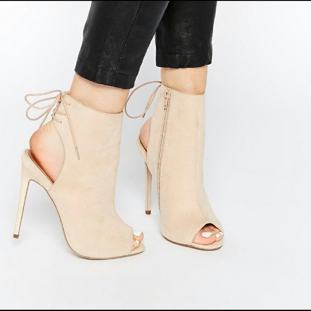 NEW TAN SUEDE WRAP AROUND OPEN-TOE HIGH HEEL 7M